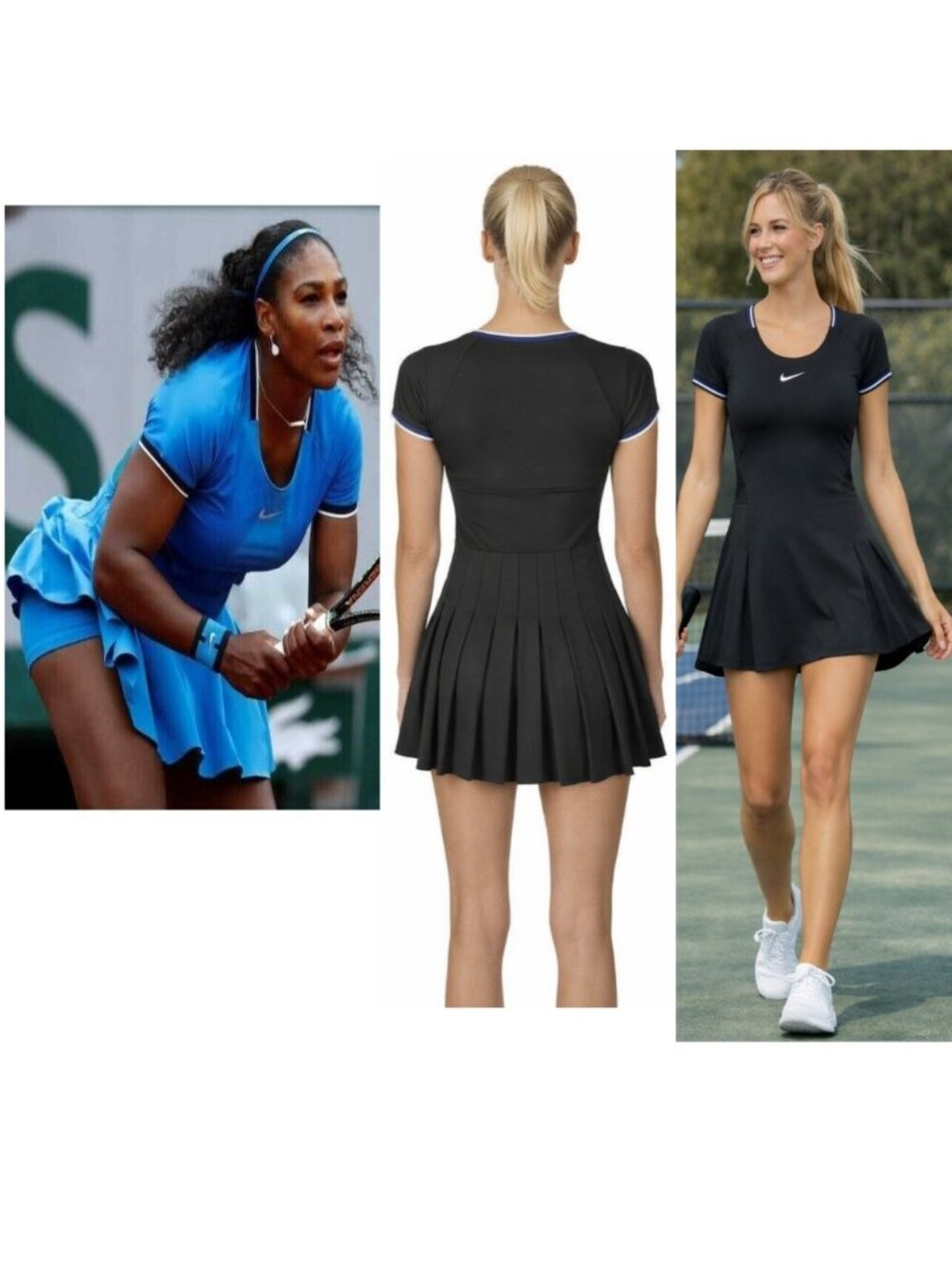 Nwt NIKE Serena Williams BLACK Tennis Dress pleated skirt M Medium BLACK